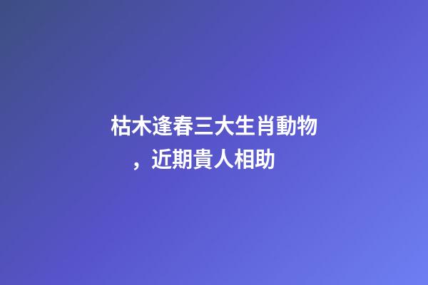 枯木逢春三大生肖動物，近期貴人相助